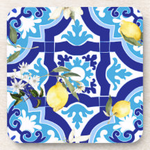 Mediterranean tiles,blue tiles,lemon,