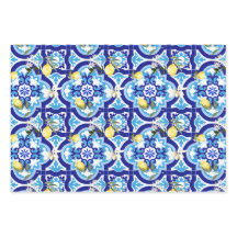 Mediterranean tiles,blue tiles,lemon,