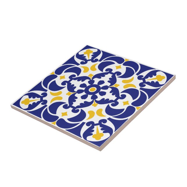 Mediterranean Tiles Blue & Yellow Pattern (Side)