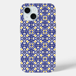 Mediterranean Tiles Blue & Yellow Pattern iPhone 15 Case