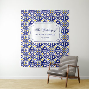 Mediterranean Tiles Blue & Yellow Wedding Backdrop