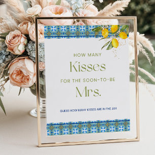 Mediterranean Tiles How Many Kisses Bridal Shower Poster