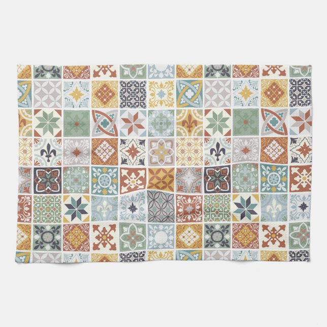 Mediterranean Tiles Kitchen Towel (Horizontal)