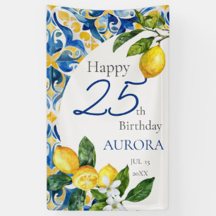 Mediterranean Tiles Lemon 25th Birthday Banner