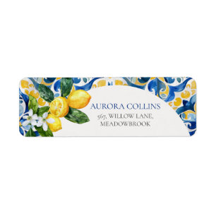 Mediterranean Tiles Lemon 25th Birthday Label