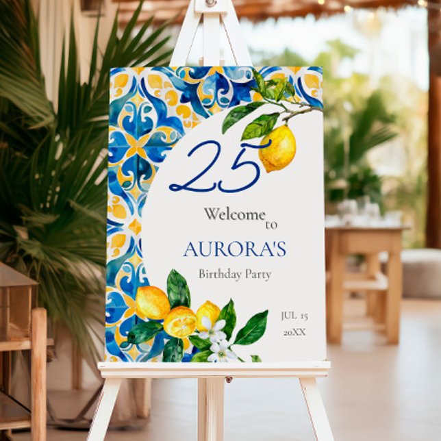 Mediterranean Tiles Lemon 25th Birthday Welcome Foam Board (Creator Uploaded)