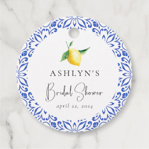 Mediterranean Tiles Lemon Bridal Shower Favor Tag