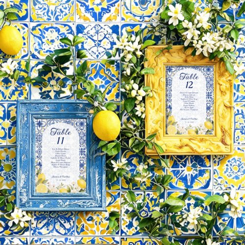 Mediterranean Tiles & Lemon Garland Wedding TLW26 Table Number
