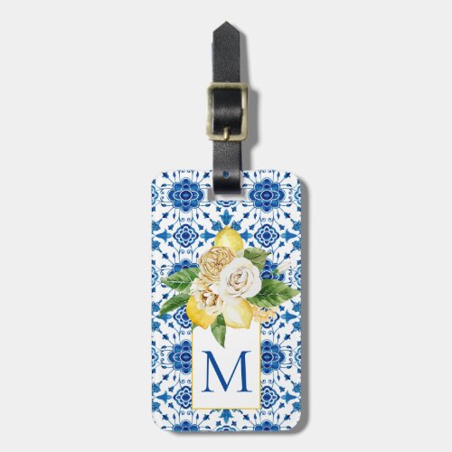 Mediterranean Tiles Lemon Italy Tuscany Greece Luggage Tag