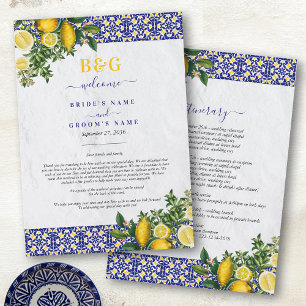 Mediterranean Tiles Lemon Wedding Itinerary Program