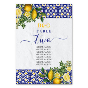 Mediterranean Tiles Lemon Wedding Itinerary Table Number