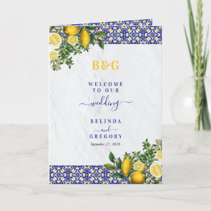 Mediterranean Tiles Lemon Wedding Order of Service Program