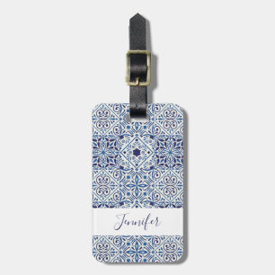 Mediterranean tiles luggage tag