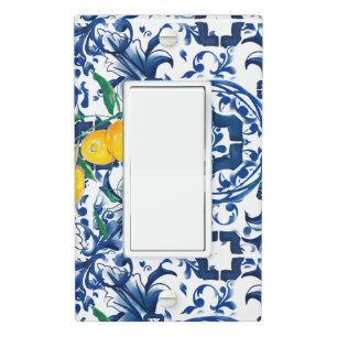 Mediterranean tiles,majolica,lemon  light switch cover