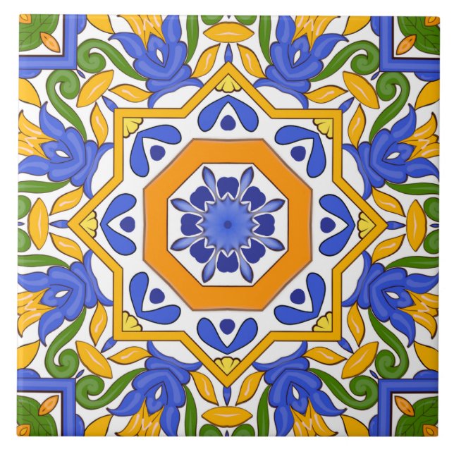 Mediterranean tiles,majolica,Sicilian, Ceramic Tile (Front)
