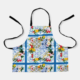 Mediterranean tiles, majolica,Sicilian style Apron