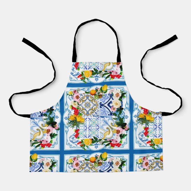 Mediterranean tiles, majolica,Sicilian style     Apron (Front)