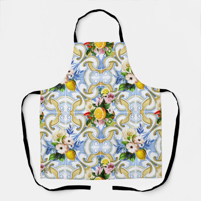 Mediterranean tiles, majolica,Sicilian style     Apron (Front)