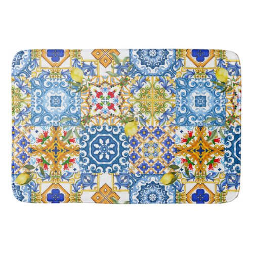 Mediterranean tiles majolicaSicilian style      Bath Mat