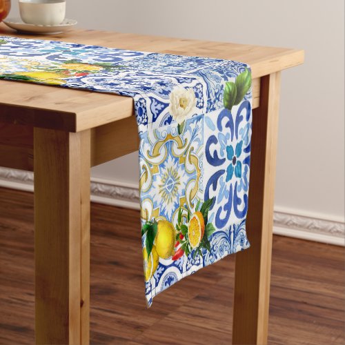 Mediterranean tiles majolicaSicilian style     C Short Table Runner