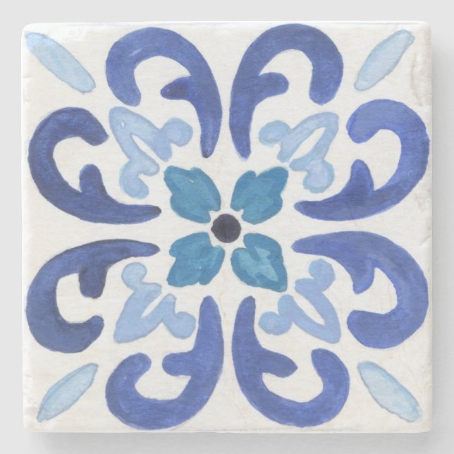 Mediterranean tiles, majolica,Sicilian style  Cera Stone Coaster (Front)