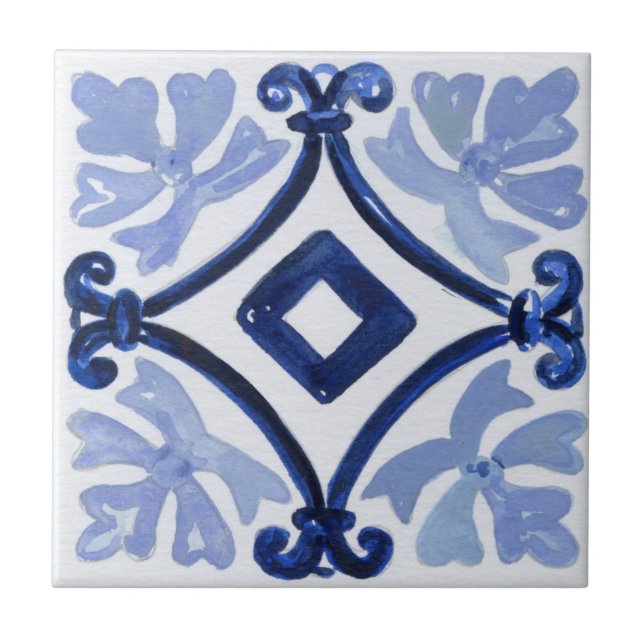 Mediterranean tiles, majolica,Sicilian style  Ceramic Tile (Front)