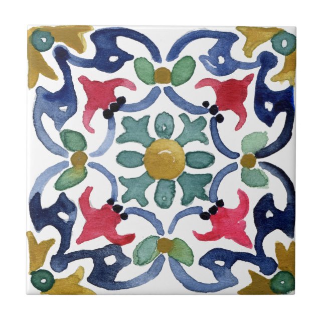 Mediterranean tiles,majolica, Sicilian style   Ceramic Tile (Front)