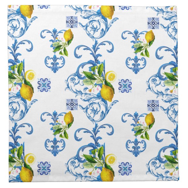 Mediterranean tiles, majolica,Sicilian style      Cloth Napkin (Front)