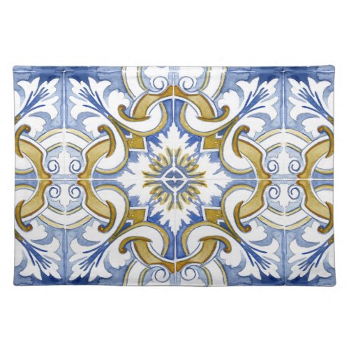 Mediterranean tiles majolicaSicilian style     Cloth Placemat