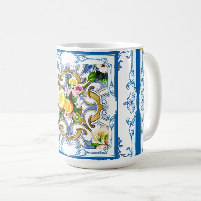 Mediterranean tiles, majolica,Sicilian style     Coffee Mug (Front Right)