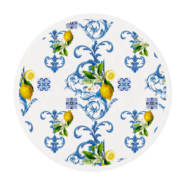 Mediterranean tiles, majolica,Sicilian style Edible Frosting Rounds ...