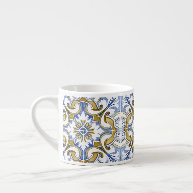 Mediterranean tiles, majolica,Sicilian style     Espresso Cup (Left)