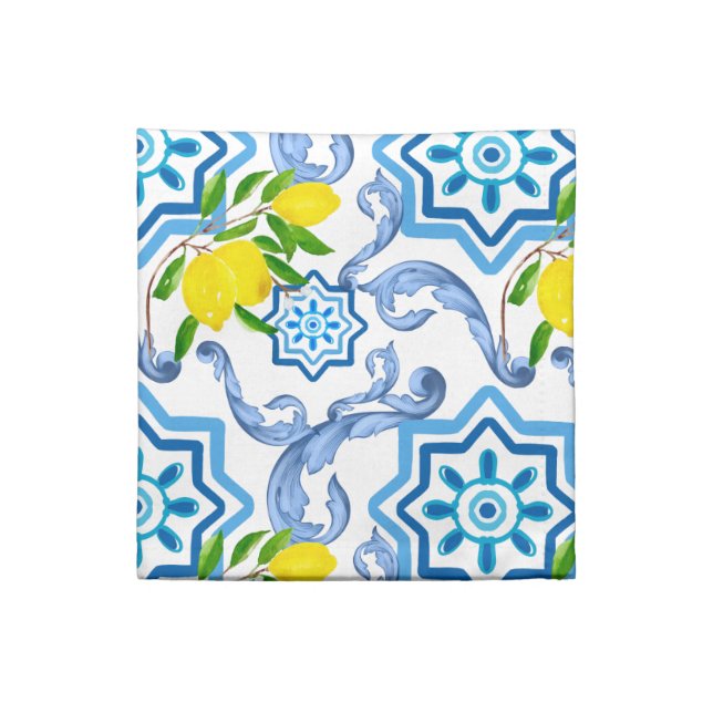 Mediterranean tiles,majolica, Sicilian style    Ki Cloth Napkin (Quarter Fold)