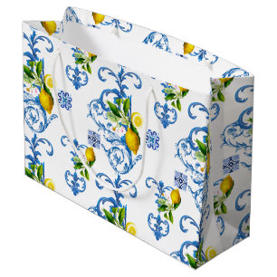 Mediterranean tiles, majolica,Sicilian style      Large Gift Bag