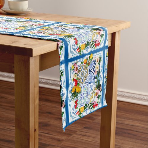 Mediterranean tiles majolicaSicilian style     Medium Table Runner