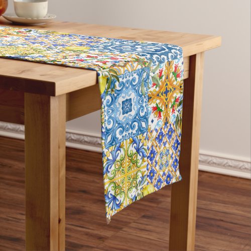 Mediterranean tiles majolicaSicilian style      Medium Table Runner