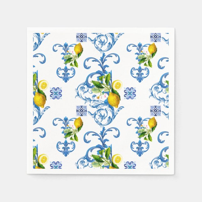 Mediterranean tiles, majolica,Sicilian style     Napkins (Front)