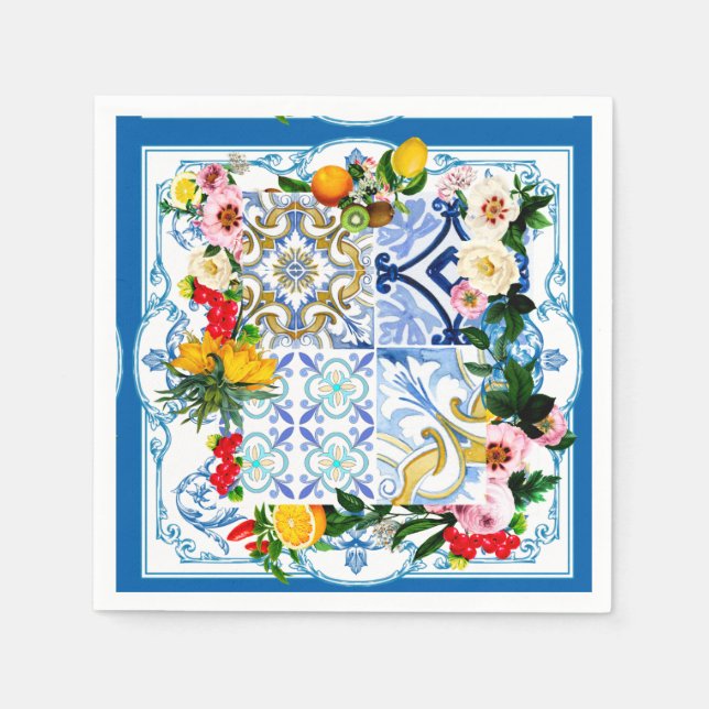 Mediterranean tiles, majolica,Sicilian style      Napkins (Front)