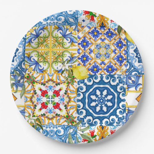 Mediterranean tiles majolicaSicilian style      Paper Plates