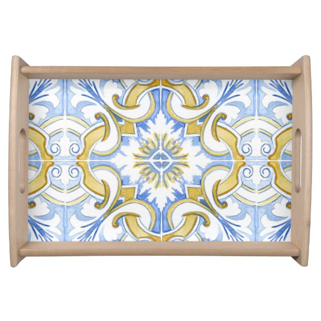 Mediterranean tiles, majolica,Sicilian style    Serving Tray (Front)