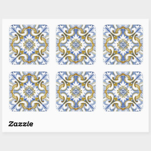 Mediterranean tiles, majolica,Sicilian style    Square Sticker