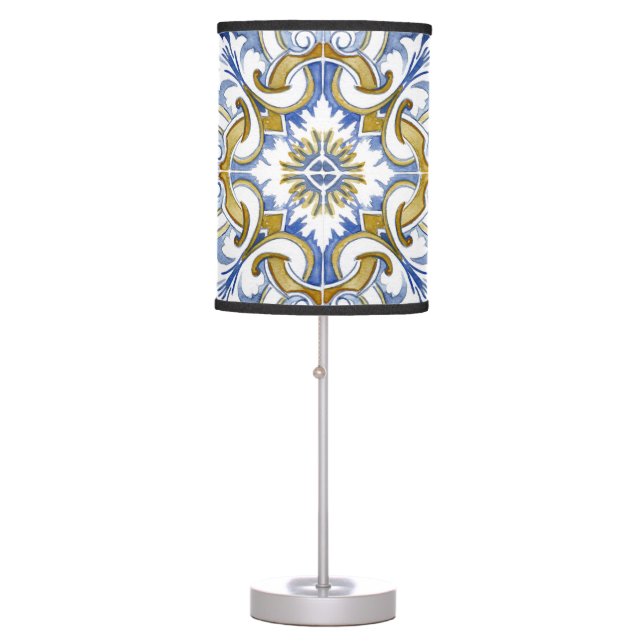 Mediterranean tiles, majolica,Sicilian style     Table Lamp (Front)