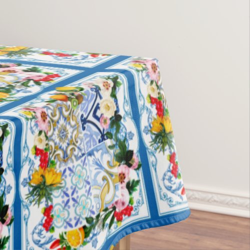 Mediterranean tiles majolicaSicilian style     Tablecloth