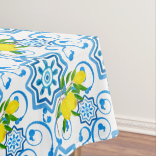 Mediterranean tiles,majolica, Sicilian style Tablecloth