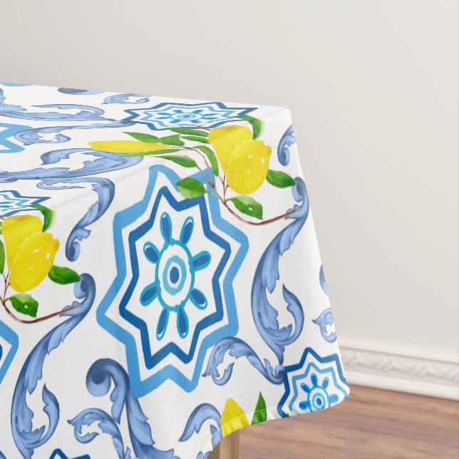 Mediterranean tiles,majolica, Sicilian style Tablecloth (In Situ)