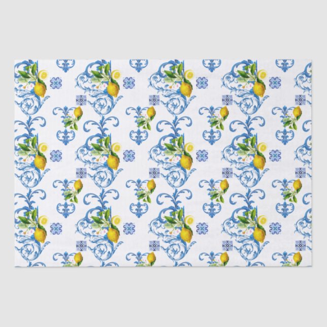 Mediterranean tiles, majolica,Sicilian style      Tissue Paper (Front)
