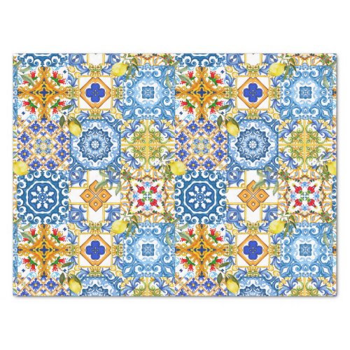 Mediterranean tiles majolicaSicilian style      Tissue Paper