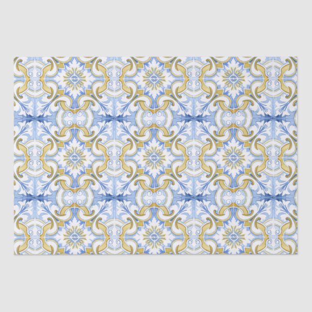 Mediterranean tiles, majolica,Sicilian style    Tissue Paper (Front)