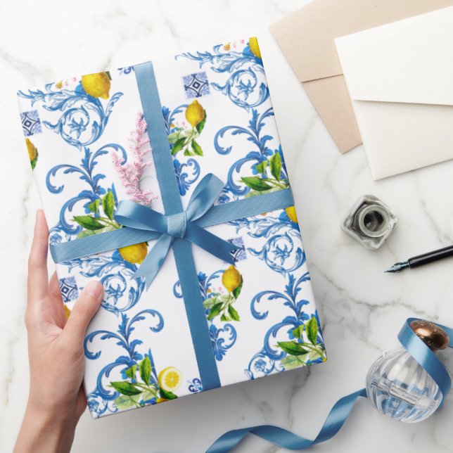 Mediterranean tiles, majolica,Sicilian style     Wrapping Paper (Gifting)