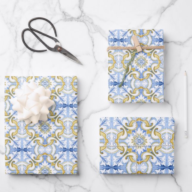 Mediterranean tiles, majolica,Sicilian style    Wrapping Paper Sheets (Front)